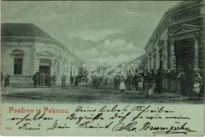 1899 (Vorläufer) Pakrác, Pakratz, Pakrac; Trgovina / utca és üzlet / street and shop