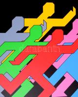 Victor Vasarely (1908-1997): Nyolc sport témájú kompozíciója, 1988. Szitanyomat, papír, egyenként je...