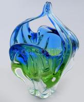 Cseh anyagában színezett üveg asztaldísz. Terv.: Josef Hospodka. Jelzés nélkül, alján kis pattogzással, m: 22,5 cm