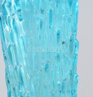 Whitefriars türkizüveg váza, jelzés nélkül, hibátlan, m: 34,5 cm
