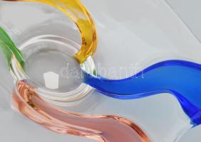 Chřibská cseh üveg asztaldísz. Terv.: Josep Hospodka. Anyagában színezett, jelzés nélkül, kis kopáss...