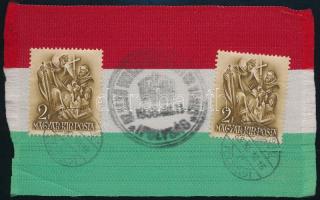 1938 Szent István 2f bélyegek IPOLYSÁG VISSZATÉRT bélyegzéssel zászlódarabon