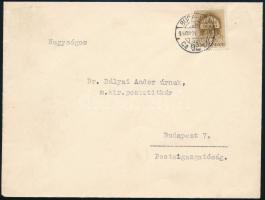 1940 Helyi levél Templom 10f bérmentesítéssel, a hátoldalon M. KIR. MOZGÓPOSTAFŐNÖKSÉG nyomtatott feladóval BUDAPEST