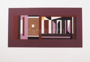 Barcsay Jenő (1900-1988): Világos-sötét ritmus. Szitanyomat, papír, jelzett, számozott (77/140). Az 1986-ban a Helikon kiadónál megjelent mappából. 28,5×54 cm.