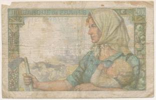 Franciaország 1944. 10Fr T:VG folt, sarokhiány, tűzőgép lyuk
France 1944. 10 Francs C:VG spot, miss...