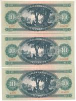 1969. 10Ft (3x) sorszámkövetők "A 025 054179 - A 025 054181" T:UNC,AU egyiken folt Adamo F...