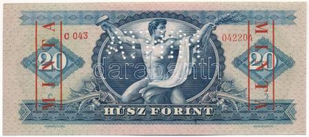 1960. 20Ft "C 043 042204" sorozat és sorszámmal, piros "MINTA" felülnyomással és...