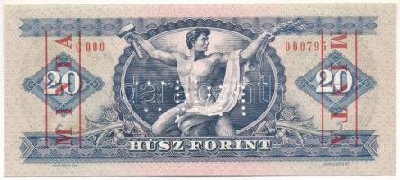 1975. 20Ft "C 000 - 000795" sorozat és sorszámmal, piros "MINTA" felülnyomással ...