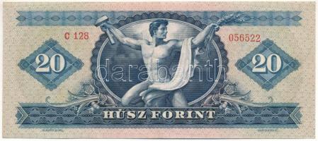 1960. 20Ft "C 128 056522" T:F szép papír Hungary 1960. 20 Forint "C 128 056522" ...