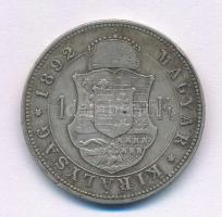 1892KB 1Ft Ag "Ferenc József / Fiume címer" T:VF patina, kis ph 
Adamo M15