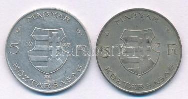 1947. 5Ft Ag "Kossuth" (2x) T:VF,F patina Adamo F8.1