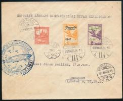 1931 Zeppelin magyarországi körrepülés levél Zeppelin sorral bérmentesítve (min. 32.000) (légi ragjegy hiányzik / airmail label missing)