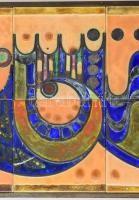 KÁ jelzéssel, 1982: Hajóhad. Kerámia alapon zománckép, 12 darab csempén, hátul jelzett, keretezve, p...