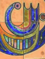 KÁ jelzéssel, 1982: Hajóhad. Kerámia alapon zománckép, 12 darab csempén, hátul jelzett, keretezve, p...