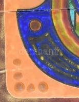 KÁ jelzéssel, 1982: Hajóhad. Kerámia alapon zománckép, 12 darab csempén, hátul jelzett, keretezve, p...