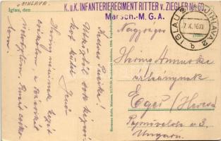 1916 Jihlava, Iglau; Heulospartie / church + "K.u.K. Infanterieregiment Ritter v. Ziegler Nr. 6...