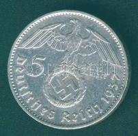Német 3. Birodalom 1937G 5M Ag "Hindenburg" nagy h.k.-tel T:2-/3