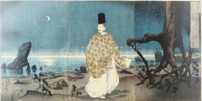 Seiben Kobayashi Shiba Genshuke cho. Japán fametszet. Heikichi Masuki , 1898. 70x36 cm Pszpartuban, övegezett keretben.