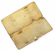 Címeres szivarka tárca. Ezüstözött alpakka, kopással, 9,5x4,5 cm