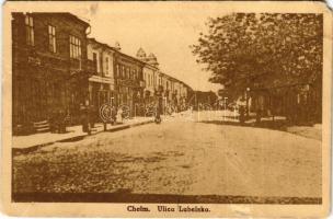 Chelm, Kulm, Holm, Cholm; Ulica Lubelska / street view, shops. B. Piotrowski (EM)
