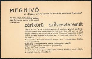 1938 Munkács, Meghívó a katonai városparancsnokság engedélyével megrendezendő zártkörű szilveszterestre, amelyet a Magyar Gyermekvédő Egyesület rendez