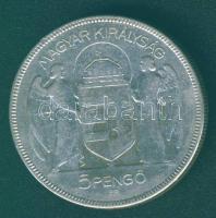 1930. 5P Ag "Horthy jobbra" T:3 ph. ü