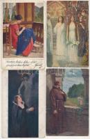 21 db RÉGI művész motívum képeslap vegyes minőségben / 21 pre-1945 art motive postcards in mixed quality