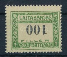 Nyugat-Magyarország VII. 1921 Portó 100f bélyeg fordított értékszámmal, Bodor vizsgálójellel