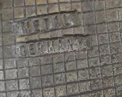 cca 1900 Ón persely. Szecessziós, jelzett, zárszerkezet nélkül, 9,5x7x7 cm