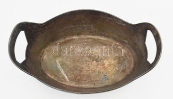 Hacker Spolarits ezüstözött alpakka szecessziós kínáló jelzett, kopással, 25x16x8 cm