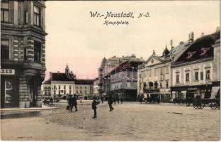 1917 Wiener Neustadt, Bécsújhely; Hauptplatz / main square, town hall, hotel, shops