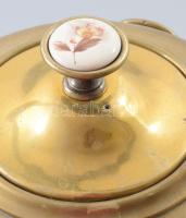 Réz szamovár állvánnyal, kopott, m: 27 cm