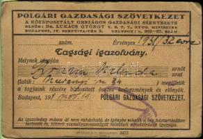 1911  Polgári gazdasági szövetkezet fényképes igazolvány