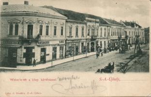 Sátoraljaújhely Wekerle tér Kávéházzal és Róth József üzletével (EK)