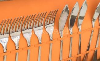 Retro magyar halas készlet. Tál h: 59 cm, kis karcokkal, sérült dobozban,