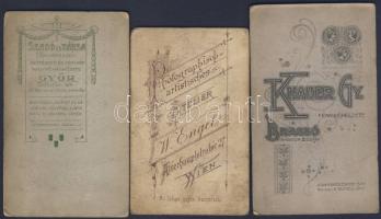 cca 1890 Vasutasok 3 db keményhátú fotó / railway-officers 3 photos 7x11 cm