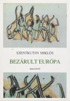 Szentkuthy Miklós: Bezárult Európa. Sajtó alá rendezte: Tompa Mária. A szerkesztő, a Szentkuthy-hagyaték kezelője, Tompa Mária (1936- ) által Mohás Lívia (1928-2024) pszichológus, József Attila-díjas írónak DEDIKÁLT példány, dátumozott példány. Bp., 2000, Európa. Első kiadás. Kiadói kartonált papírkötés, kiadói papír védőborítóban, benne Mohás Lívia aláhúzásaival.
