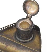 Argentor szecessziós ezüstözött alpakka kalamáris. Jelzett, kopott, 19x14x8,5 cm