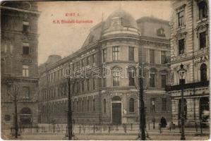 1913 Wien, Vienna, Bécs; K. k. Elisabeth-Gymnasium / grammar school (wet damage)