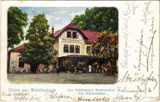 1903 Weidlingbach (Klosterneuburg), Jos. Schleinzers Restauration Zur Schießstätte / restaurant (fl)