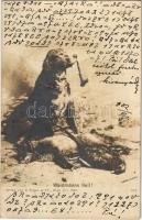 1902 Waidmanns Heil! Hans Zivny / Pipázó vadász kutya / Hunting dog smoking a pipe