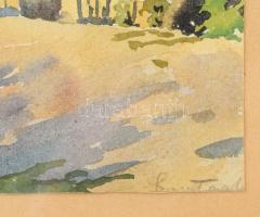 Olvashatatlan jelzéssel (Szontágh Tibor?), XX. sz. első fele: Napfényes udvar. Akvarell, papír, lap ...