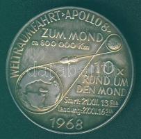 NSZK 1968. "Apolló 8 - űrutazás" Ag (1000) emlékérem 25g T:2