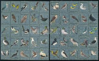 50 db dániai levélzáró két ívdarabban, madarak témában