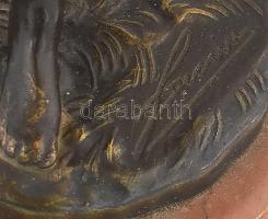 Hegedülő lányka szobra. Fonderia Lancini Bronz szobor, márvány talapzaton. Jelzett 27 cm