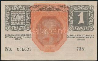 1916. 1K "7000" fölötti sorozatszám T:XF hajtatlan, több kisebb hajlás / Hungary 1916. 1 K...