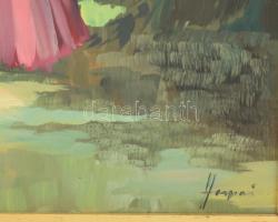 Herpai Zoltán (1951-2011): Lány virággal. Olaj, farost, jelzett. Dekoratív fakeretben, 40×60 cm