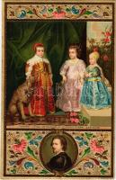 Torino - I Figli di Enrico IV DInghilterra, Van Dyck. A. Prosdocimi, E. Sborgi Art Nouveau, floral, embossed litho