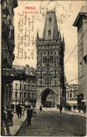 1906 Praha, Prag, Prague; Pulverturm / tower, tram (fl)