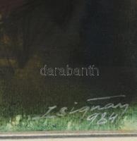 Zsignár István (1930-2002): Borsodi táj, 1984. Akril, papír, jelezve jobbra lent. Üvegezett alumíniu...